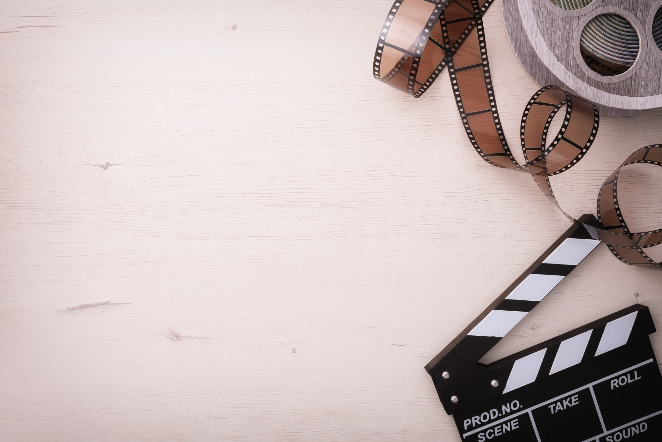 Background of watching movies objects on the left with reel